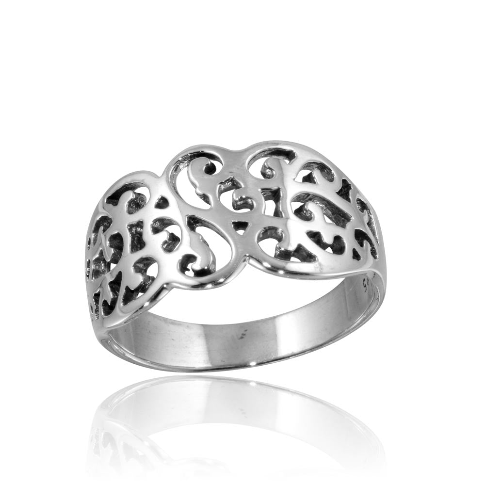 Sterling Silver High Polished Fancy Design Ring