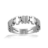 Sterling Silver High Polished Cross and Heart Ring