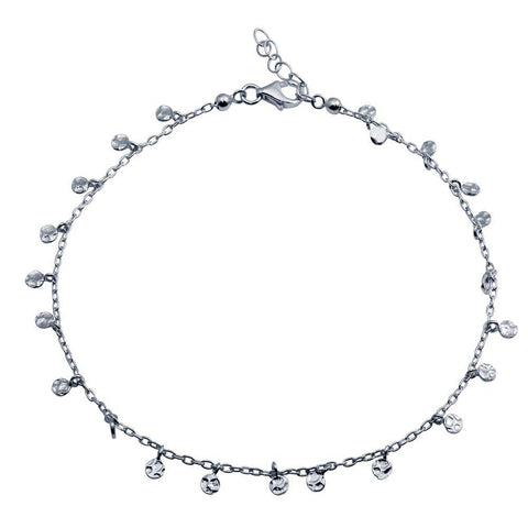 Sterling Silver Rhodium Plated Confetti Anklet