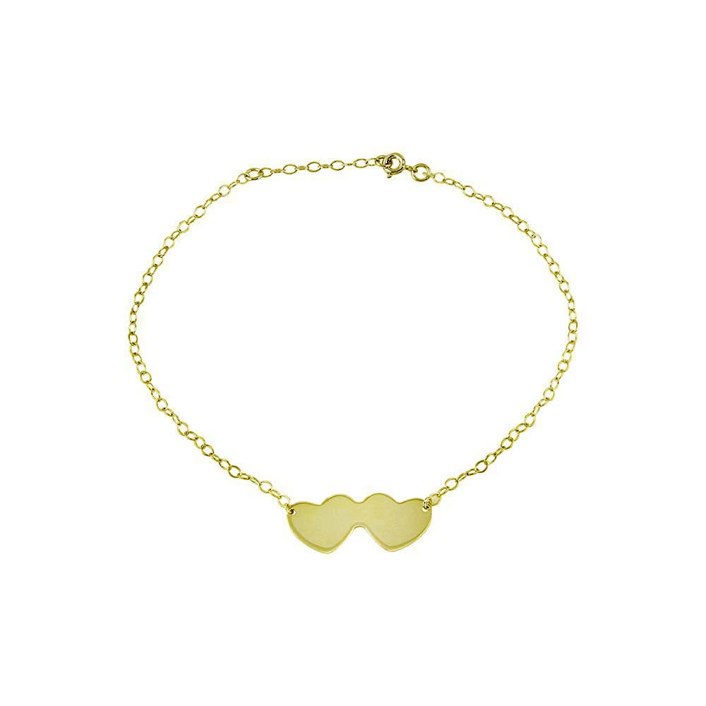 Sterling Silver Gold Plated Double Heart Anklets