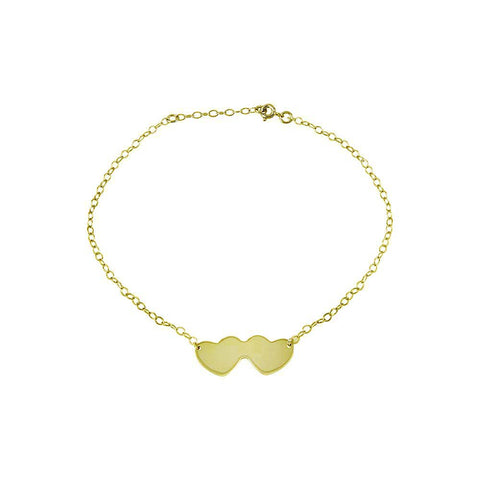 Sterling Silver Gold Plated Double Heart Anklets