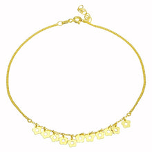 Load image into Gallery viewer, Sterling Silver Gold Plated Dangling Flower Anklets