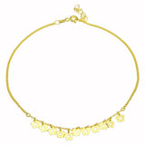 Sterling Silver Gold Plated Dangling Flower Anklets