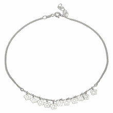 Load image into Gallery viewer, Sterling Silver Rhodium Plated Dangling Flower Anklets