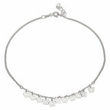 Sterling Silver Rhodium Plated Dangling Flower Anklets