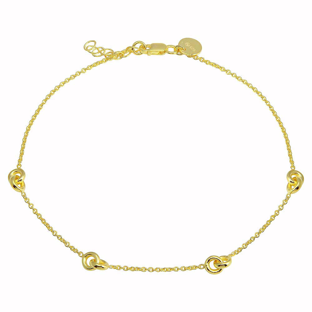 Sterling Silver Gold Plated Knotted Anklets