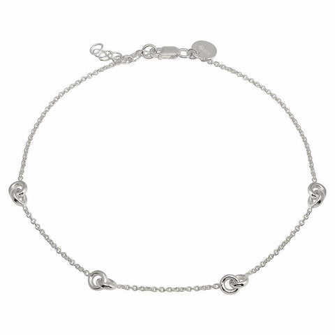 Sterling Silver Rhodium Plated Knotted Anklets