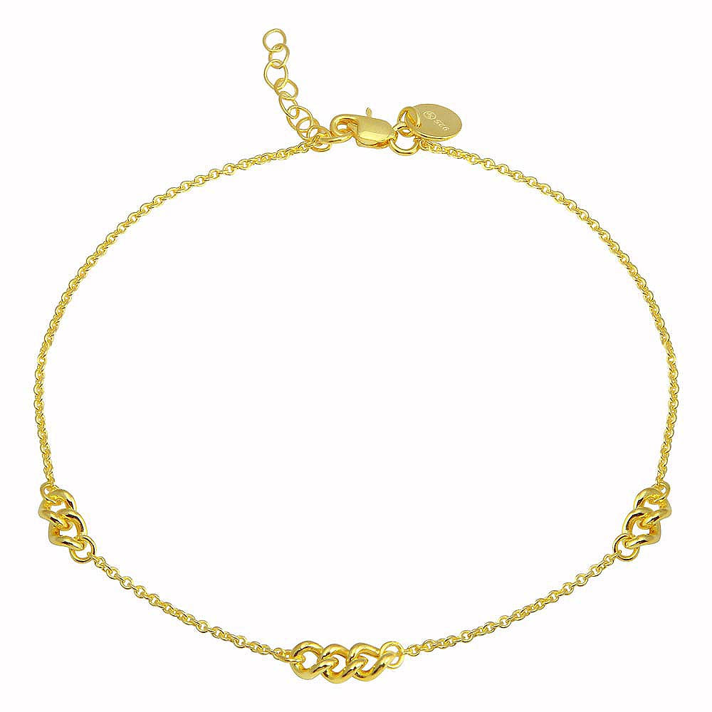 Sterling Silver Gold Plated Three Link Anklets