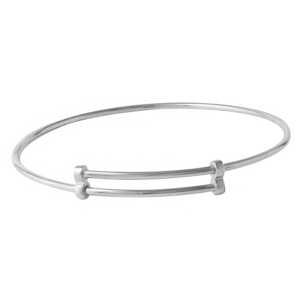 Sterling Silver Rhodium Plated Adjustable Bangle Bracelet