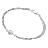 Sterling Silver Rhodium Plated Multi Stand Beaded Bracelet