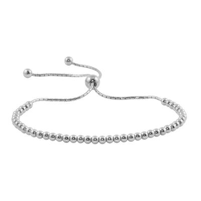 Sterling Silver Rhodium Plated Beaded Larat Bracelet