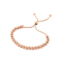 Load image into Gallery viewer, Sterling Silver Rose Gold Plated Beaded Lariat Italian Bracelet