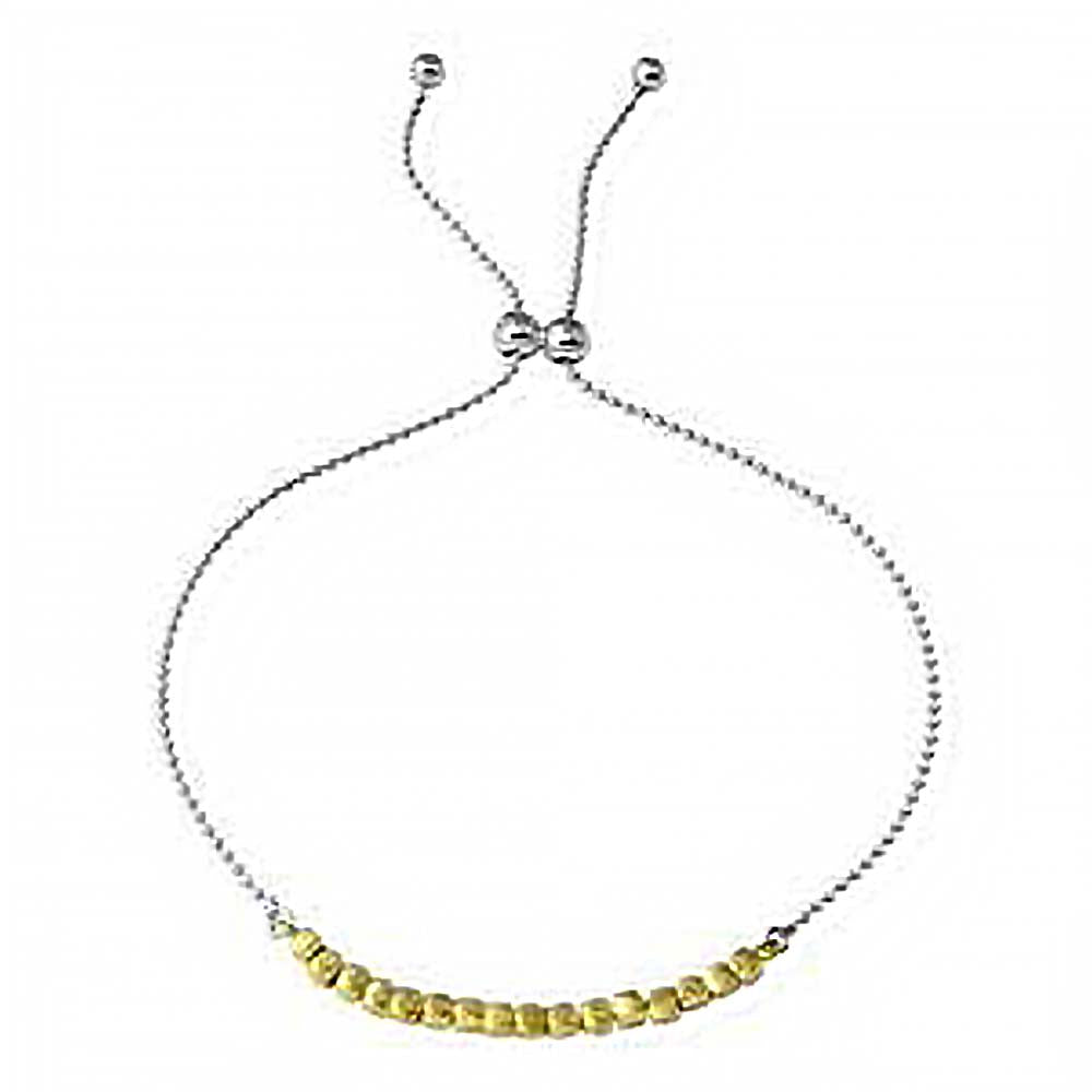 Sterling Silver Gold and Rhodium Plated Circe Hoop Lariat Bead Bracelet