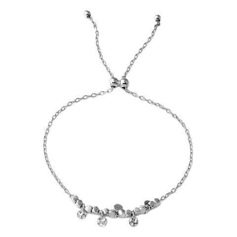 Sterling Silver Rhodium Plated Circe Hoop with Dangling Confetti Lariat Bracelet