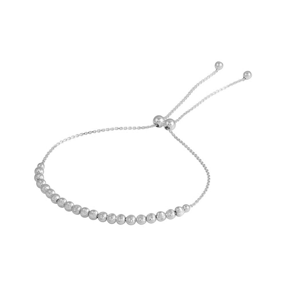 Sterling Silver Rhodium Plated DC Beaded Lariat Bracelet