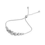 Sterling Silver Rhodium Plated DC Beaded Lariat Bracelet