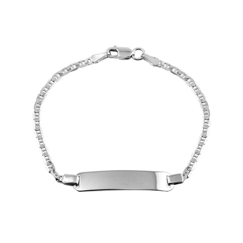 Sterling Silver Rhodium Plated Flat Marina Baby ID Bracelet