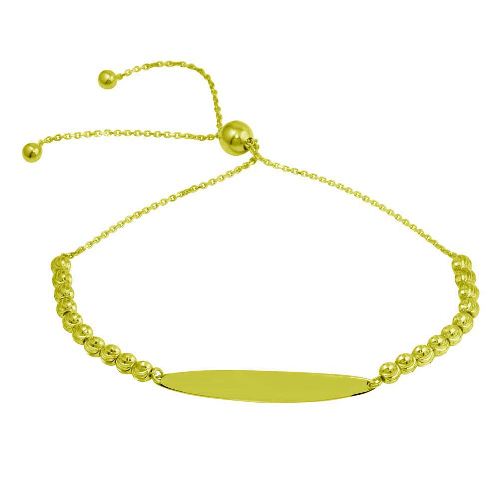 Sterling Silver Gold Plated Beaded Engravable ID Lariat Bracelet