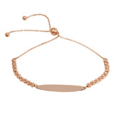 Sterling Silver Rose Gold Plated Beaded Engravable ID Lariat Bracelet