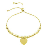 Sterling Silver Gold Plated Beaded Engravable Heart Lariat Bracelet