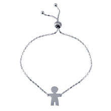 Load image into Gallery viewer, Sterling Silver Rhodium Plated Boy Charm Lariat Bracelet