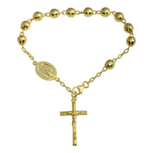 Load image into Gallery viewer, Sterling Silver Gold Plated Diamond Cut Rosary Bracelet