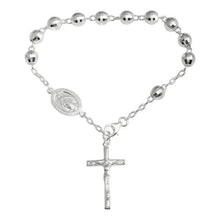 Load image into Gallery viewer, Sterling Silver High Polished Diamond Cut Rosary Bracelet