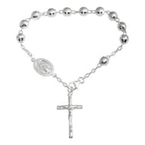 Sterling Silver High Polished Diamond Cut Rosary Bracelet