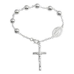 Sterling Silver High Polished Rosary Bracelet
