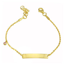 Load image into Gallery viewer, Sterling Silver Gold Plated Pink CZ Baby ID Bracelet