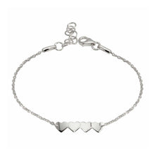Load image into Gallery viewer, Sterling Silver Rhodium Plated Four Hearts Chain Bracelet