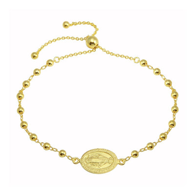 Sterling Silver Gold Plated Medallion Charm Beaded Bracelets