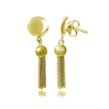 Sterling Silver Gold Plated Hanging Bead With Multi Strands Earrings