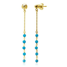 Load image into Gallery viewer, Sterling Silver  Gold Plated Bead Chain With Dropped Turquoise Beads Earrings