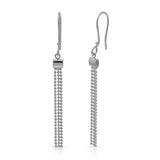 Sterling Silver Rhodium Plated Tassle Shape Dangling Earrings