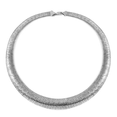 Sterling Silver Rhodium Plated Wicker Weave Texture Italian .925 Necklace