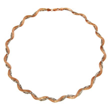 Load image into Gallery viewer, Sterling Silver Two Toned Rose Gold Plated Braided Mesh And Omega Round Necklace