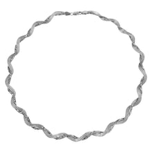 Load image into Gallery viewer, Sterling Silver Rhodium Plated Braided Mesh And Omega Round Necklace