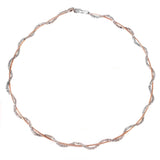 Sterling Silver Stylish Rhodium and Rose Gold Plated  Snake Wrap Entangling Necklace with Lobster Clasp ClosureAnd Length of 17