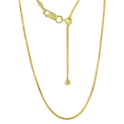 Sterling Silver Gold Plated Adjustable Franco Chain With Bead Necklace