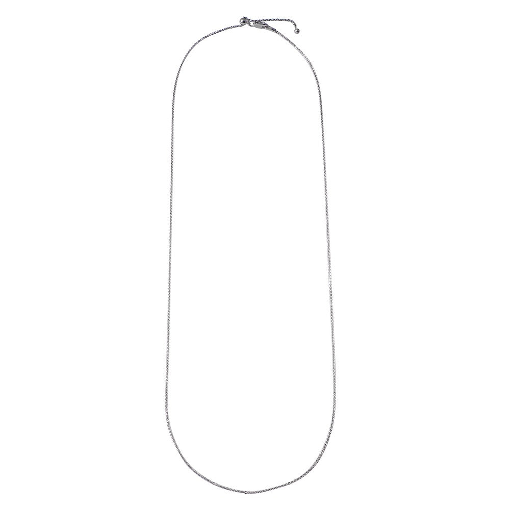 Sterling Silver Rhodium Plated Flat Rolo Adjustable Slider Necklace