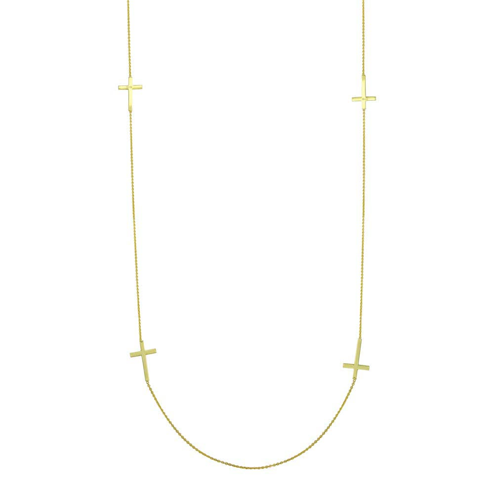 Sterling Silver Gold Plated Cross Chain Necklace