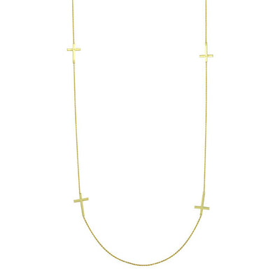 Sterling Silver Gold Plated Cross Chain Necklace