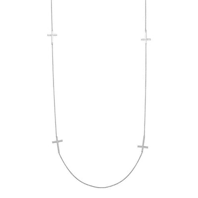 Sterling Silver Rhodium Plated Cross Chain Necklace