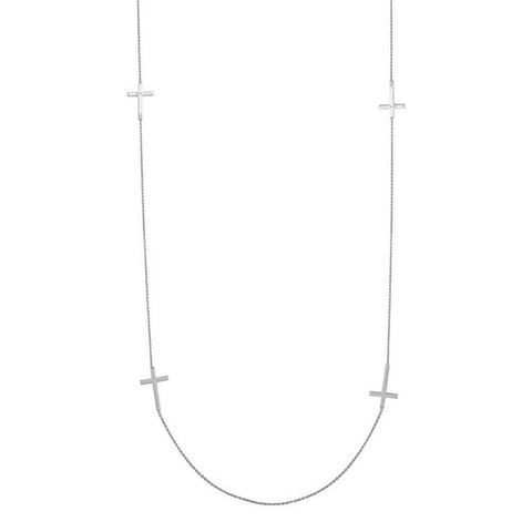 Sterling Silver Rhodium Plated Cross Chain Necklace