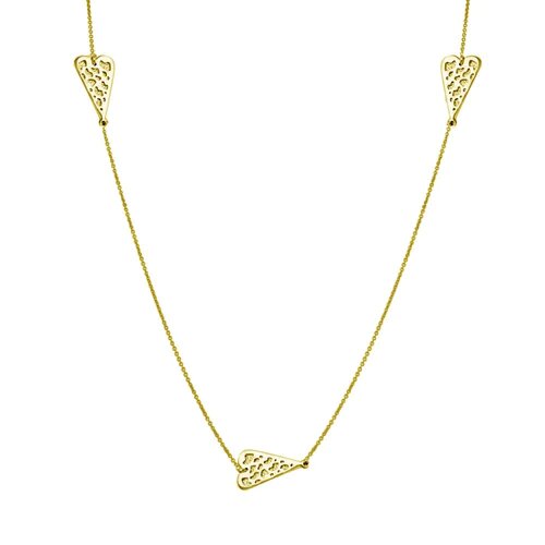 Sterling Silver Gold Plated 5 Heart Necklace