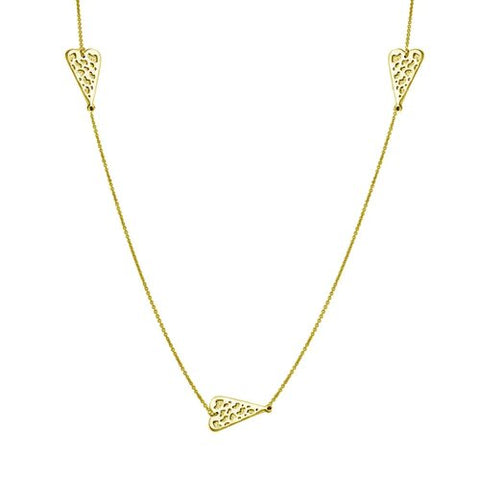 Sterling Silver Gold Plated 5 Heart Necklace