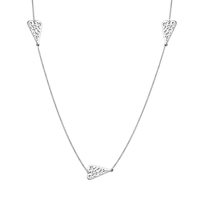 Sterling Silver Rhodium Plated Five Heart Necklace