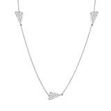 Sterling Silver Rhodium Plated Five Heart Necklace