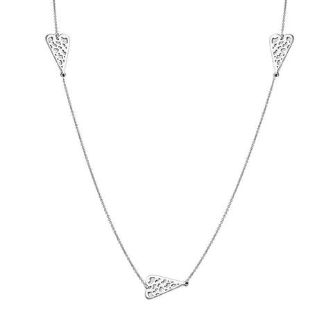 Sterling Silver Rhodium Plated Five Heart Necklace